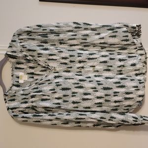 Anthropologie Maeve Green Pine Tree Blouse - US 14
